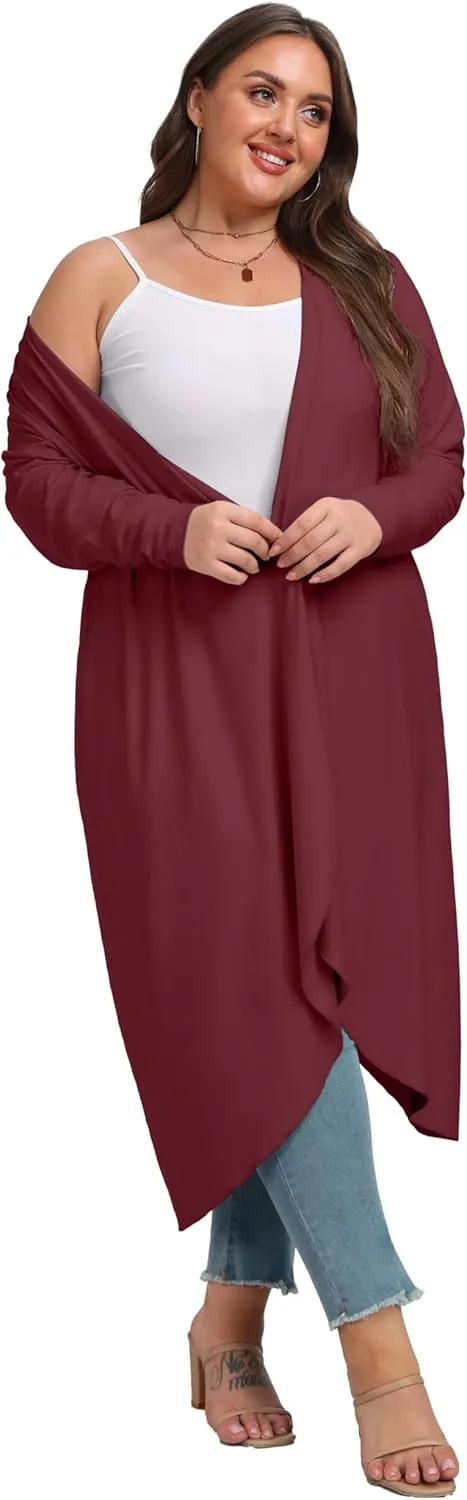 OLRIK Plus Size Cardigan for Women Trendy Lightweight Fall Clothes Long Duster Cardigans for Women with Pockets