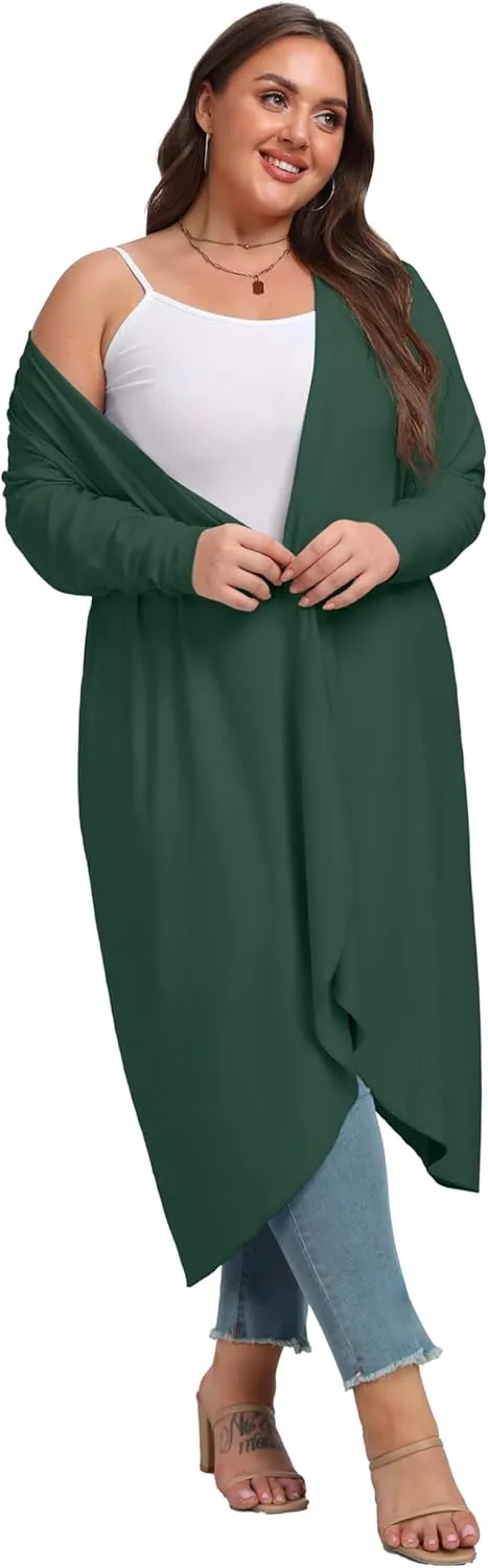 OLRIK Plus Size Cardigan for Women Trendy Lightweight Fall Clothes Long Duster Cardigans for Women with Pockets
