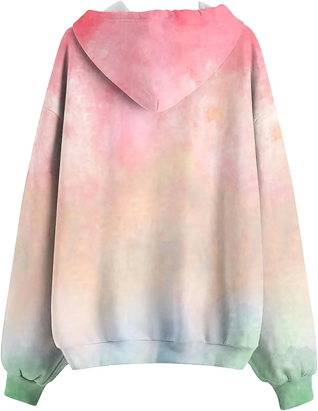 Ombre Pastel Zip Up Hoodie for Women Casual Gradient Color Jacket Drawstring Soft Sweatshirt Spring Fall Cozy Layer