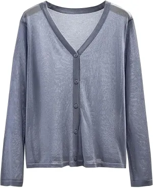 Oplxuo Womens Cardigan Sweaters Lightweight Basic Solid Long Sleeve Button Down Cardigans Knit Cover Ups Shrugs Fall Outwear