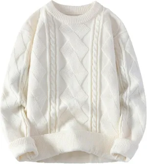 Oversized Cable Knitted Sweaters for Women Stretch Soft Pullover Top Solid Color Fashion Knit Sweater Shirt