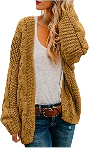 Oversized Cardigan for Women 2023 Long Sleeve Open Front Chunky Cable Knit Sweaters Loose Fit Slouchy Casual Cardigans