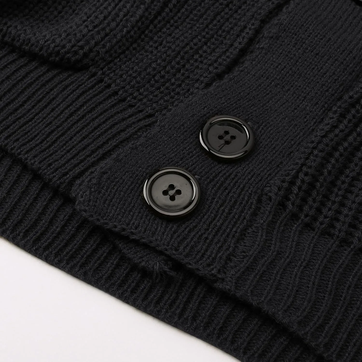 Oversized Cardigan Sweaters for Men Cable Knit Button Down Knitted Sweater Solid Slim Fit Winter Outwear with Pockets