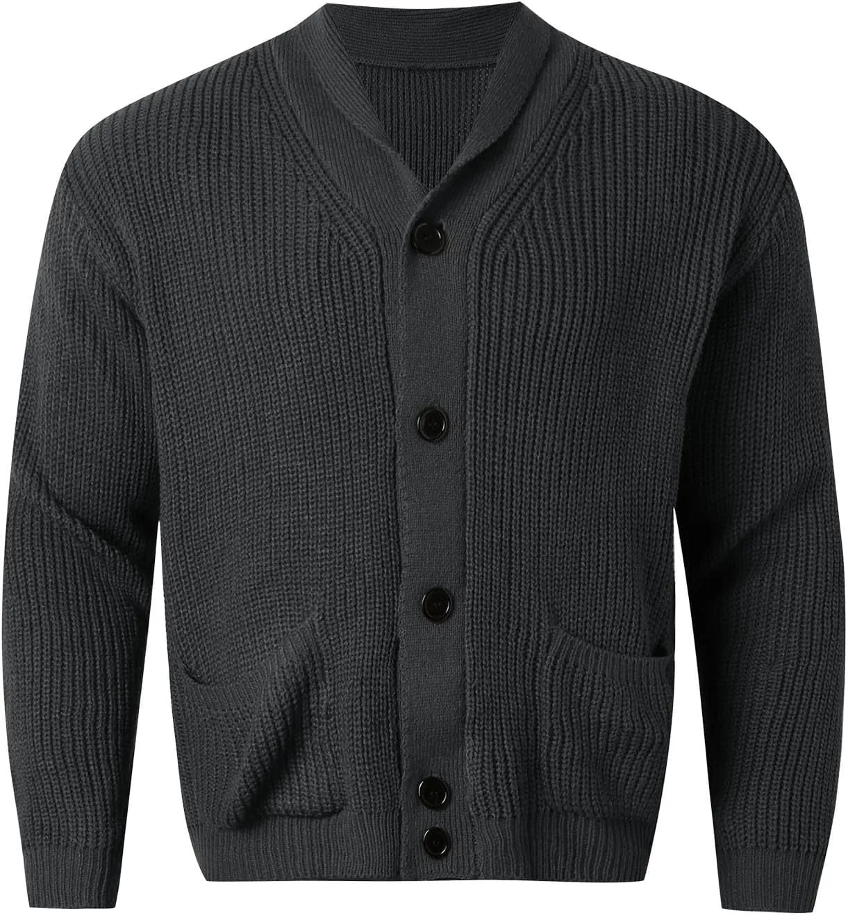 Oversized Cardigan Sweaters for Men Cable Knit Button Down Knitted Sweater Solid Slim Fit Winter Outwear with Pockets
