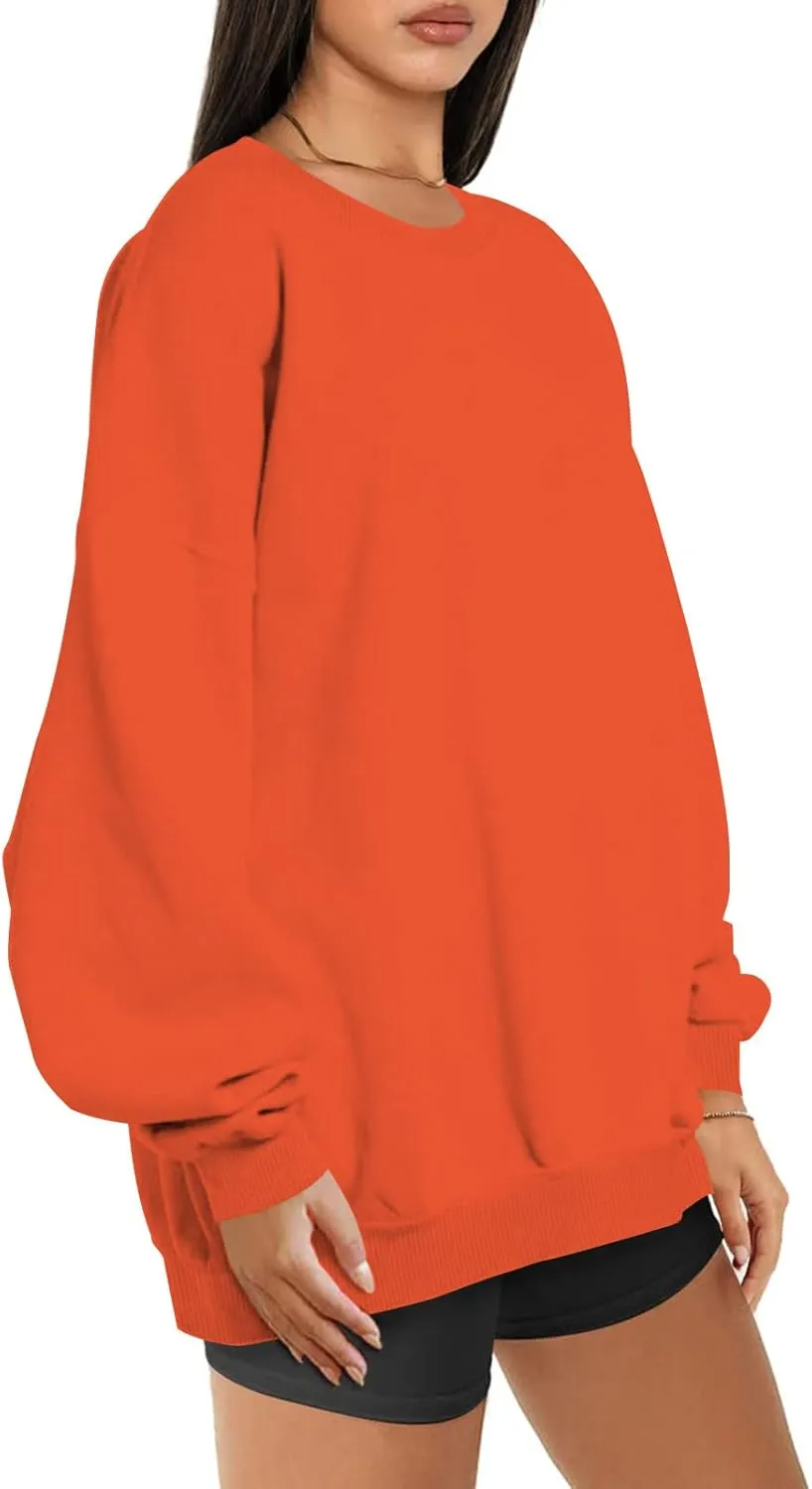 Oversized Crewneck Sweatshirt Women Trendy y2k Clothes Teen Girls Long Sleeve Drop Shoulder Pullover Fleece Sweatshirts