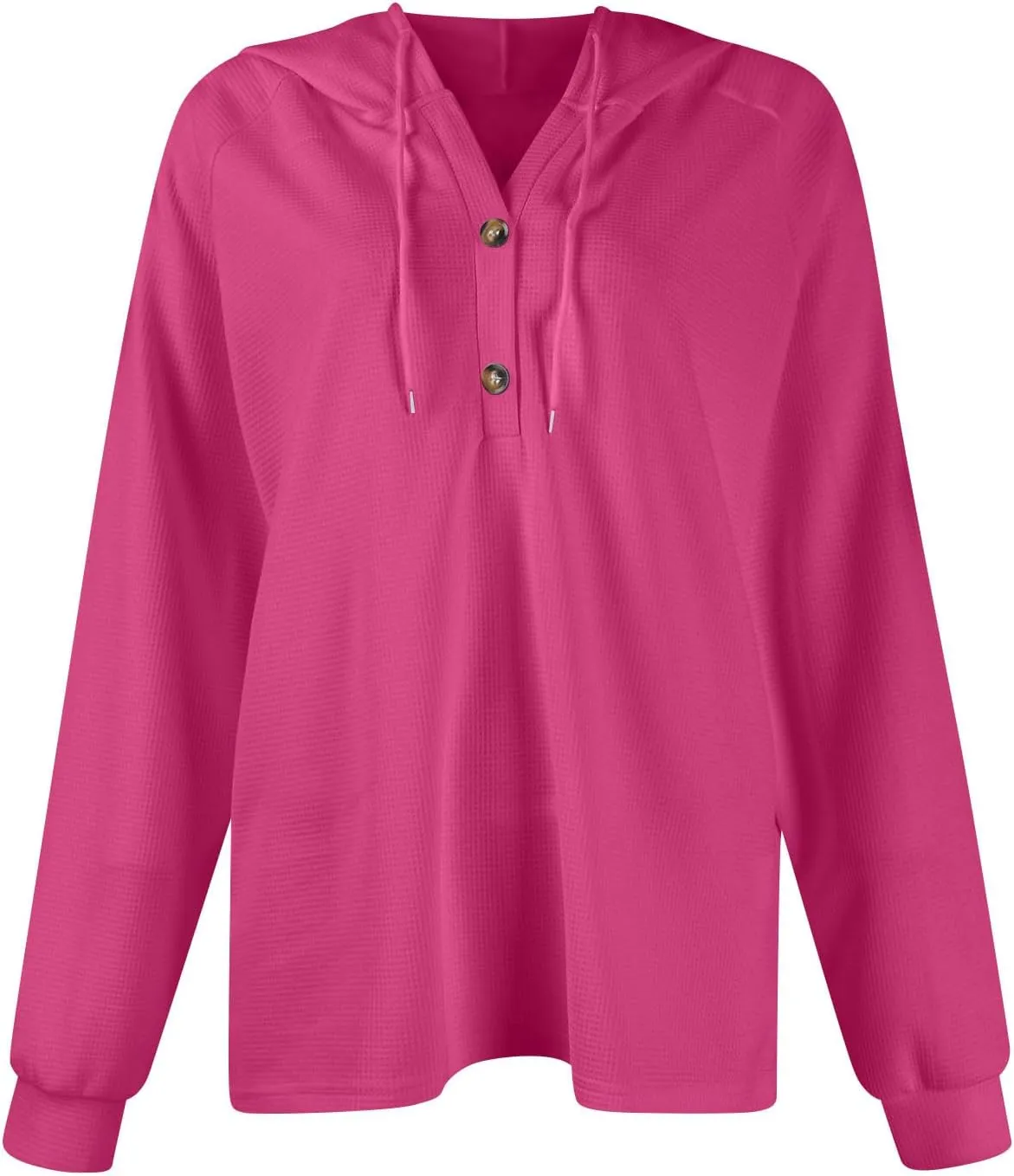 Oversized Hoodies for Women Soft V Neck Waffle Knit Hooded Sweatshirt Lightweight Fall Long Sleeve Pullover Sweaters
