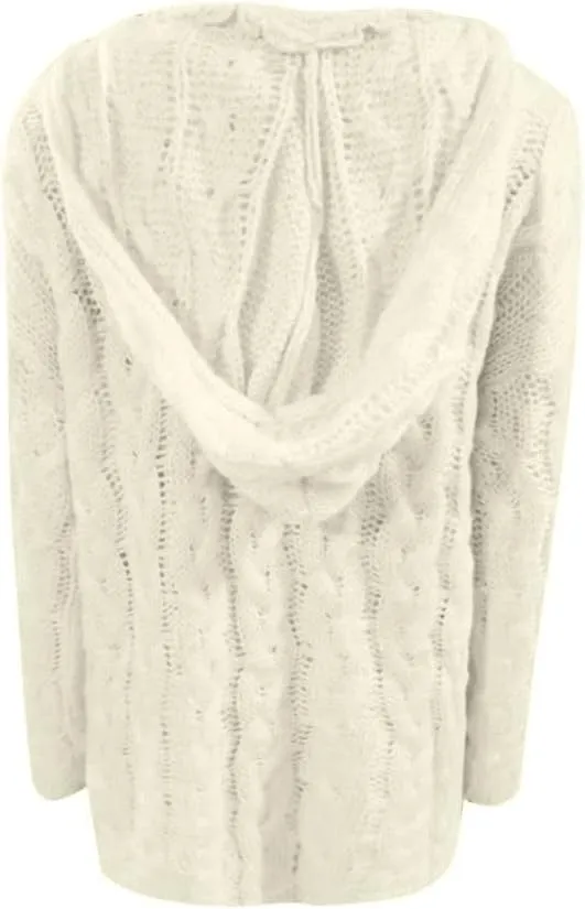 Oversized Sweater for Women, Fashion Chunky Cable Knit Hooded Sweaters Casual V Neck Hoodies Long Sleeve Pullover Tops