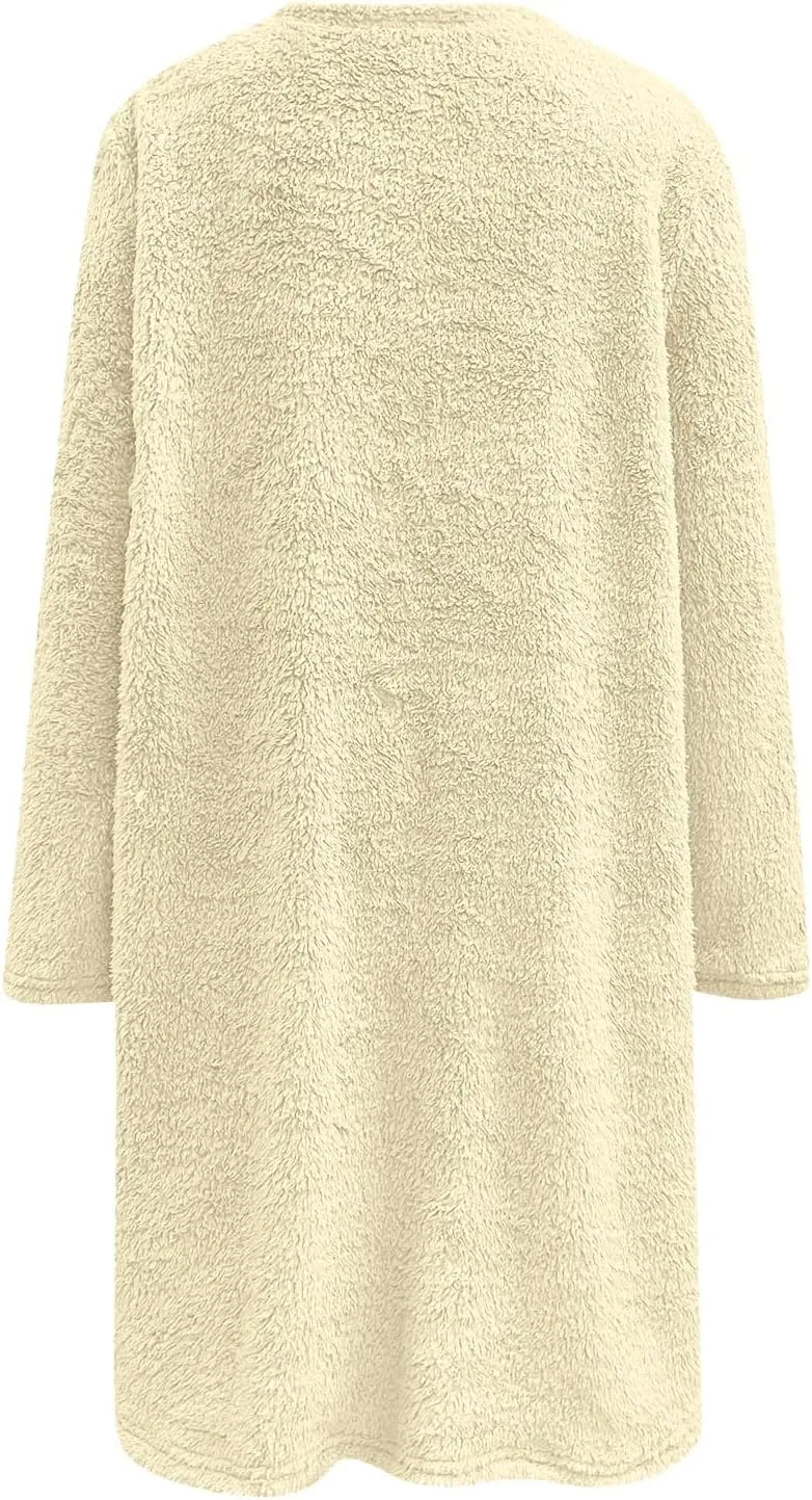 Oversized Sweaters For Women Casual Fleece Fuzzy Faux Shearling Warm Winter Outwear Jacket Shaggy Coat Cute Sweater
