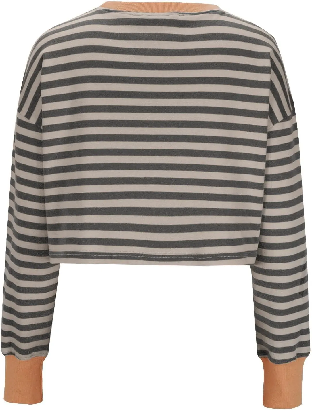 Oversized Sweatshirt for Women Cropped Crewneck Striped Colour Block Pullover Tops Long Sleeve Fleece Top Blouses