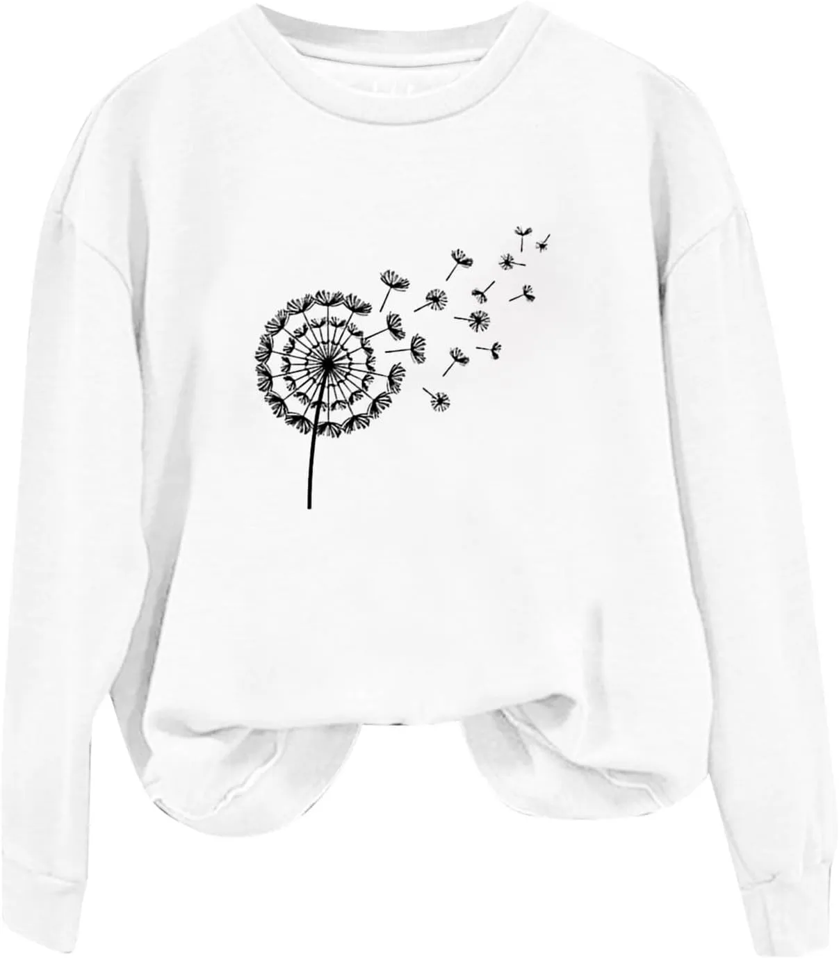 Oversized Sweatshirt for Women Fashion Crew Neck Long Sleeve tops Fleece Soft Floral Print Casual Loose Pullover Top