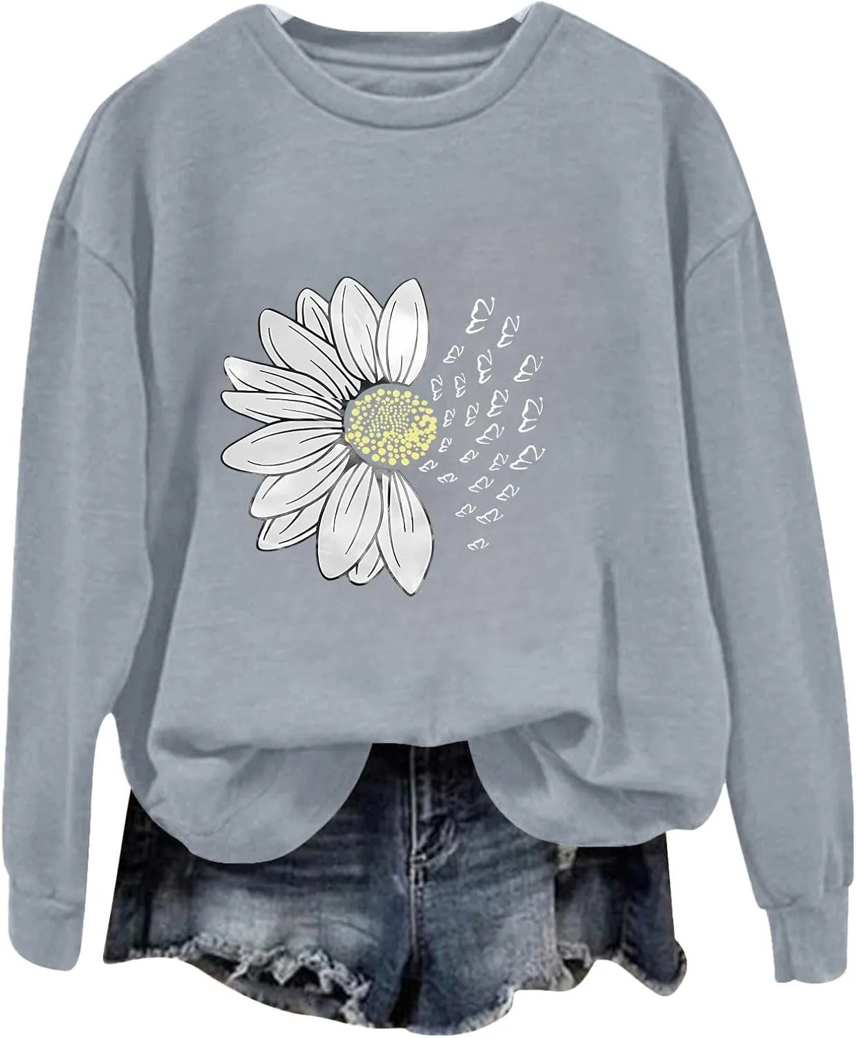 Oversized Sweatshirts for Women Casual Floral Print Sweaters Crewneck Graphic Loose Long Sleeve Fashion Pullover Tops