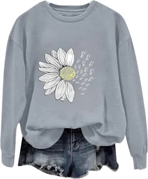 Oversized Sweatshirts for Women Casual Floral Print Sweaters Crewneck Graphic Loose Long Sleeve Fashion Pullover Tops