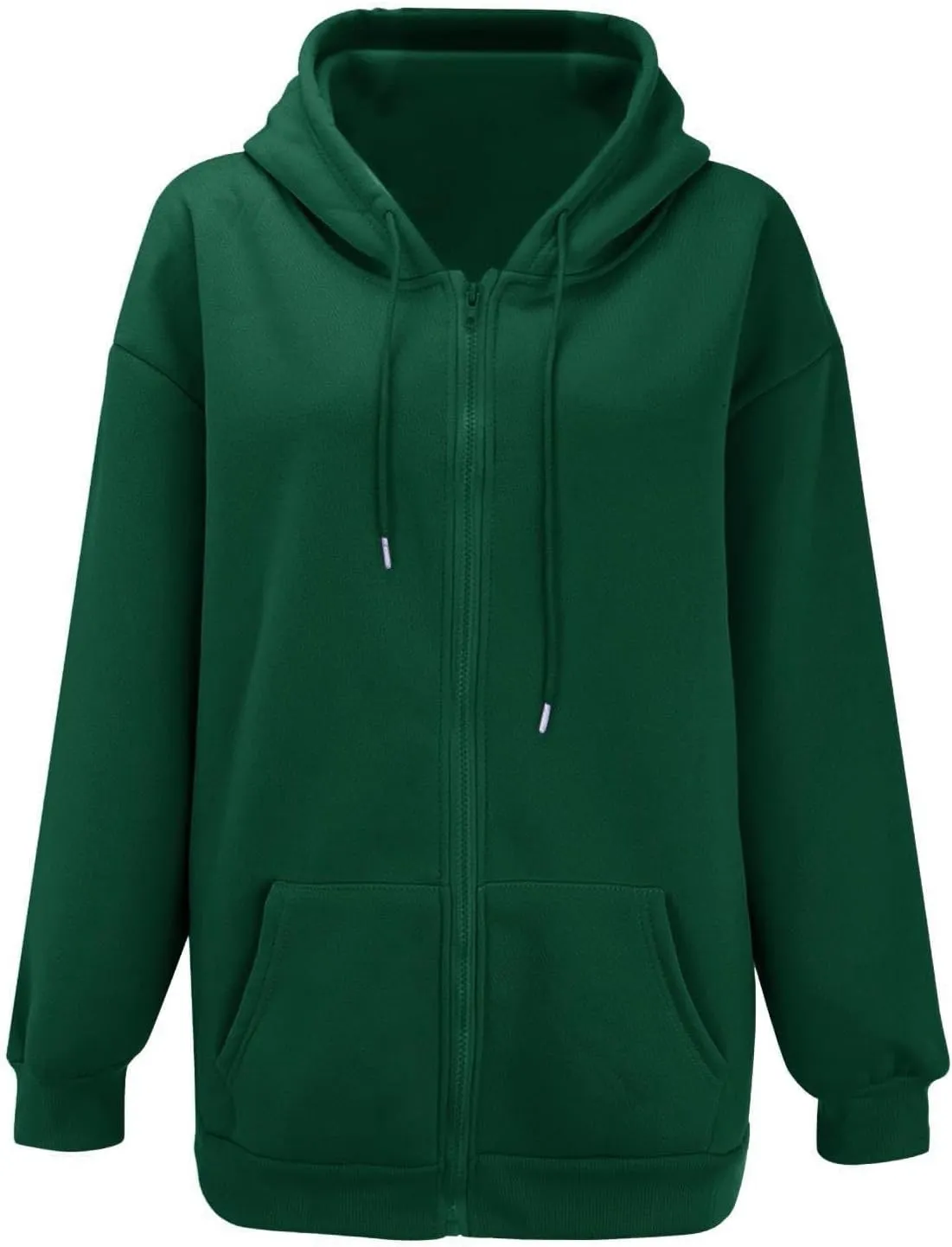 Oversized Zip Up Sweatshirts for Women Loose Casual Long Sleeve Jackets Drawstring Hooded Coats Hoodies with Pocket