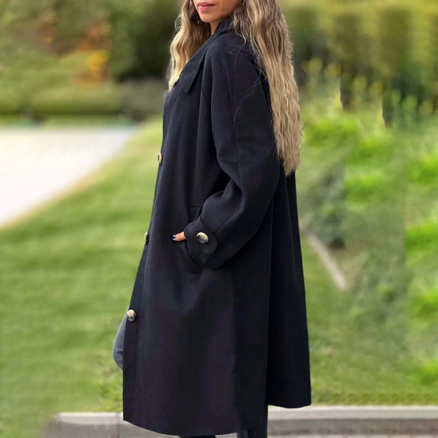 Petite Trench Coat Casual Fuzzy Jacket Loose Fitting Warm Winter Outwear Fashion Lapel Jacket Coats Overcoat for