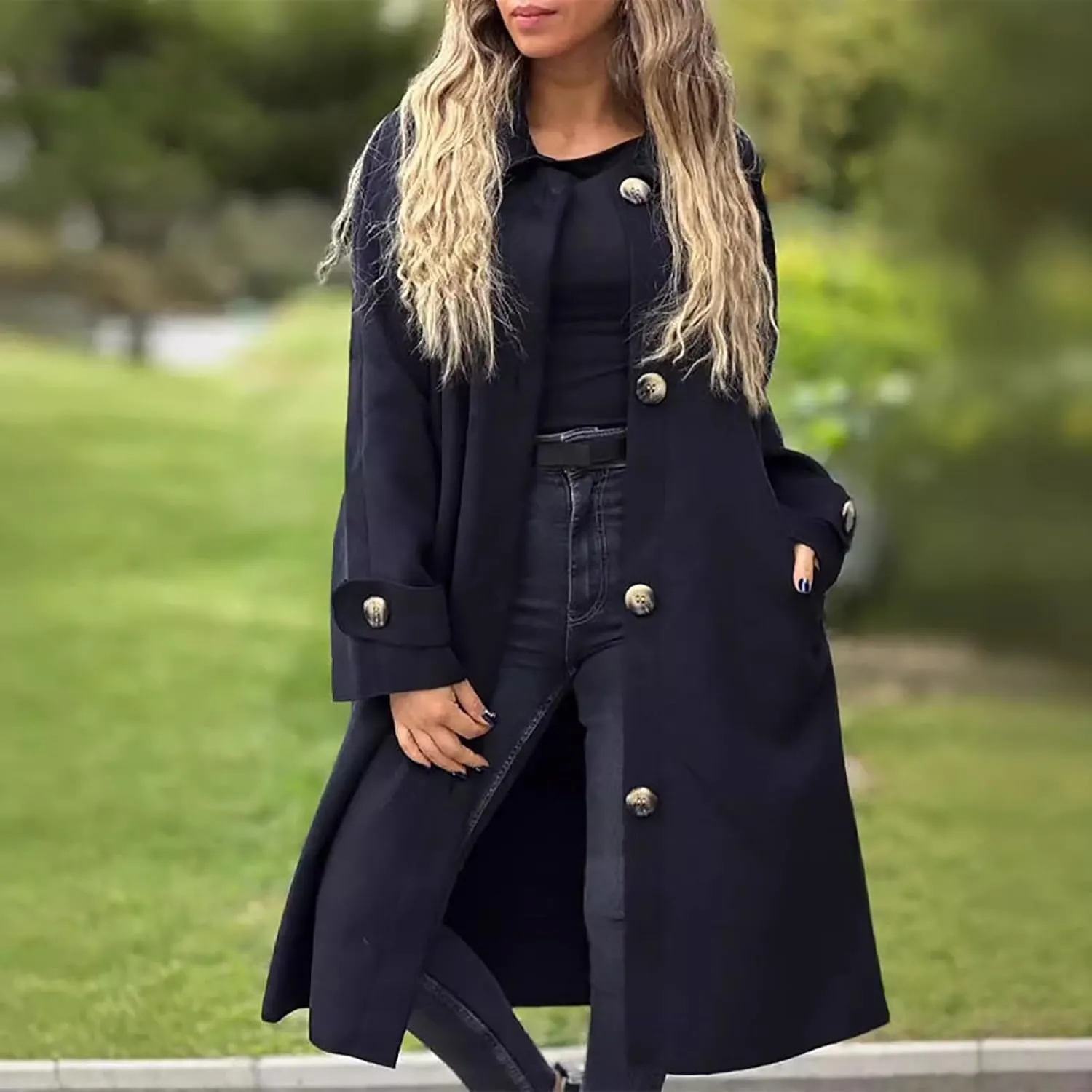 Petite Trench Coat Casual Fuzzy Jacket Loose Fitting Warm Winter Outwear Fashion Lapel Jacket Coats Overcoat for