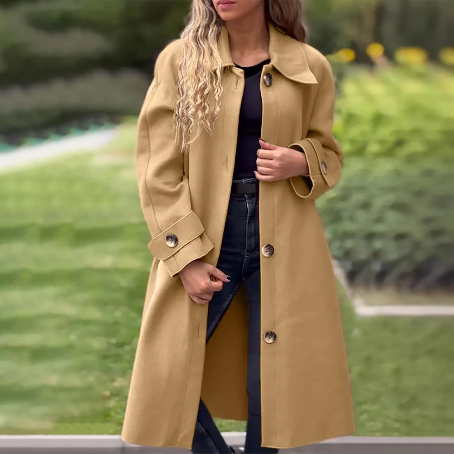 Petite Trench Coat Casual Fuzzy Jacket Loose Fitting Warm Winter Outwear Fashion Lapel Jacket Coats Overcoat for