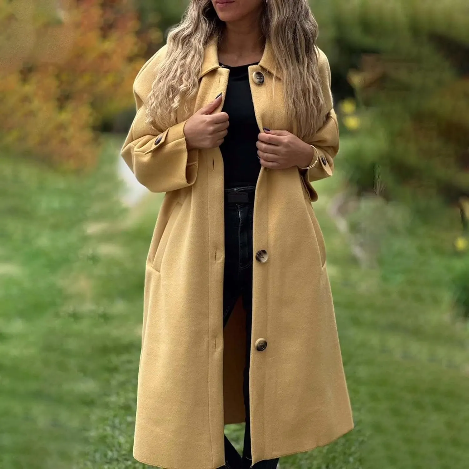 Petite Trench Coat Casual Fuzzy Jacket Loose Fitting Warm Winter Outwear Fashion Lapel Jacket Coats Overcoat for