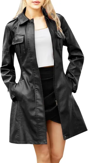 Petite Trench Coat Mid Length Western Jackets for Women Long Trench Coat for Women Outwear Winter Pea Coats for Women