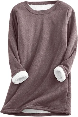 Plus Size Fuzzy Fleece Sweaters For Women Warm Winter Long Sleeve Sherpa Sweatshirts Cozy Soft Pullover Tops
