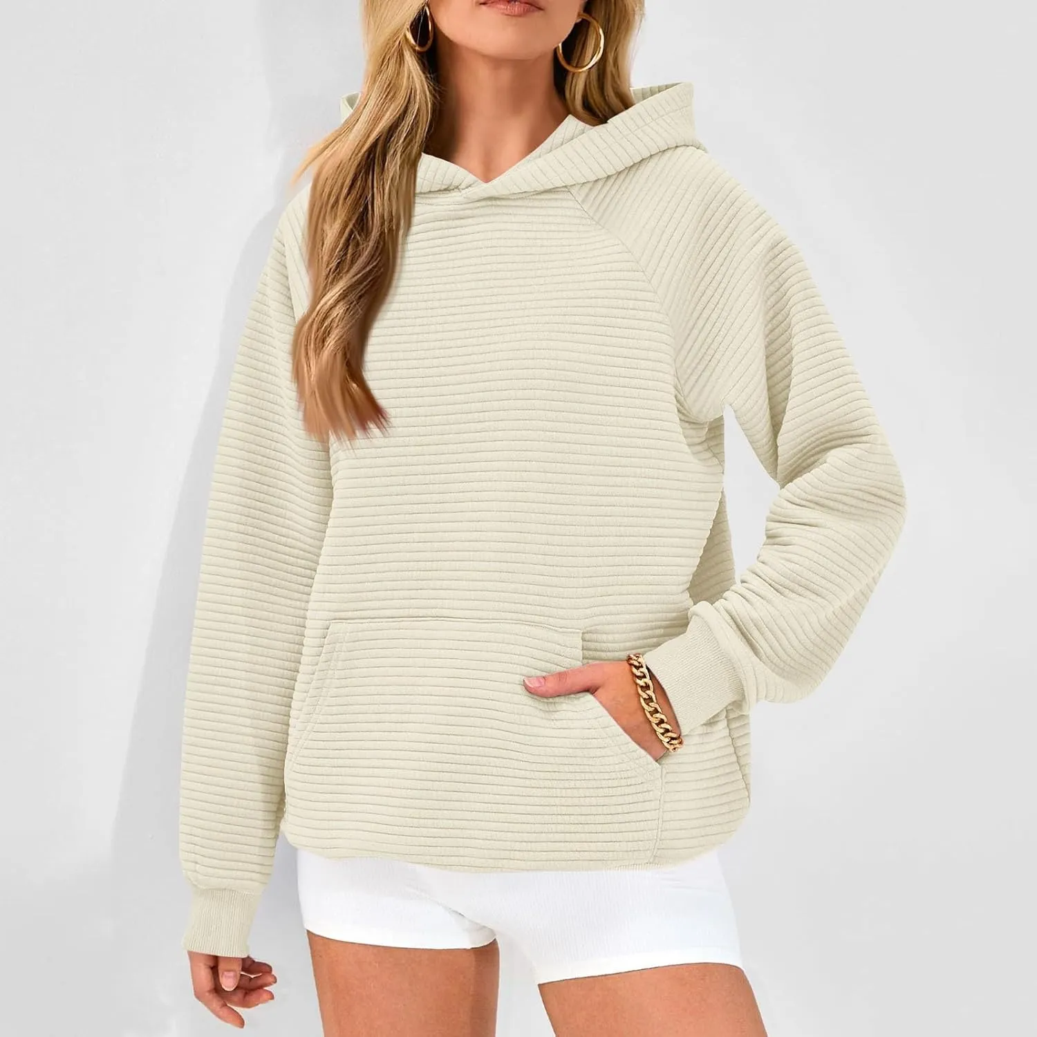 Preppy Hoodies for Women Fleece Loose Fit Hooded Sweatshirts Comfy Casual Long Sleeve Hoodies with Pockets