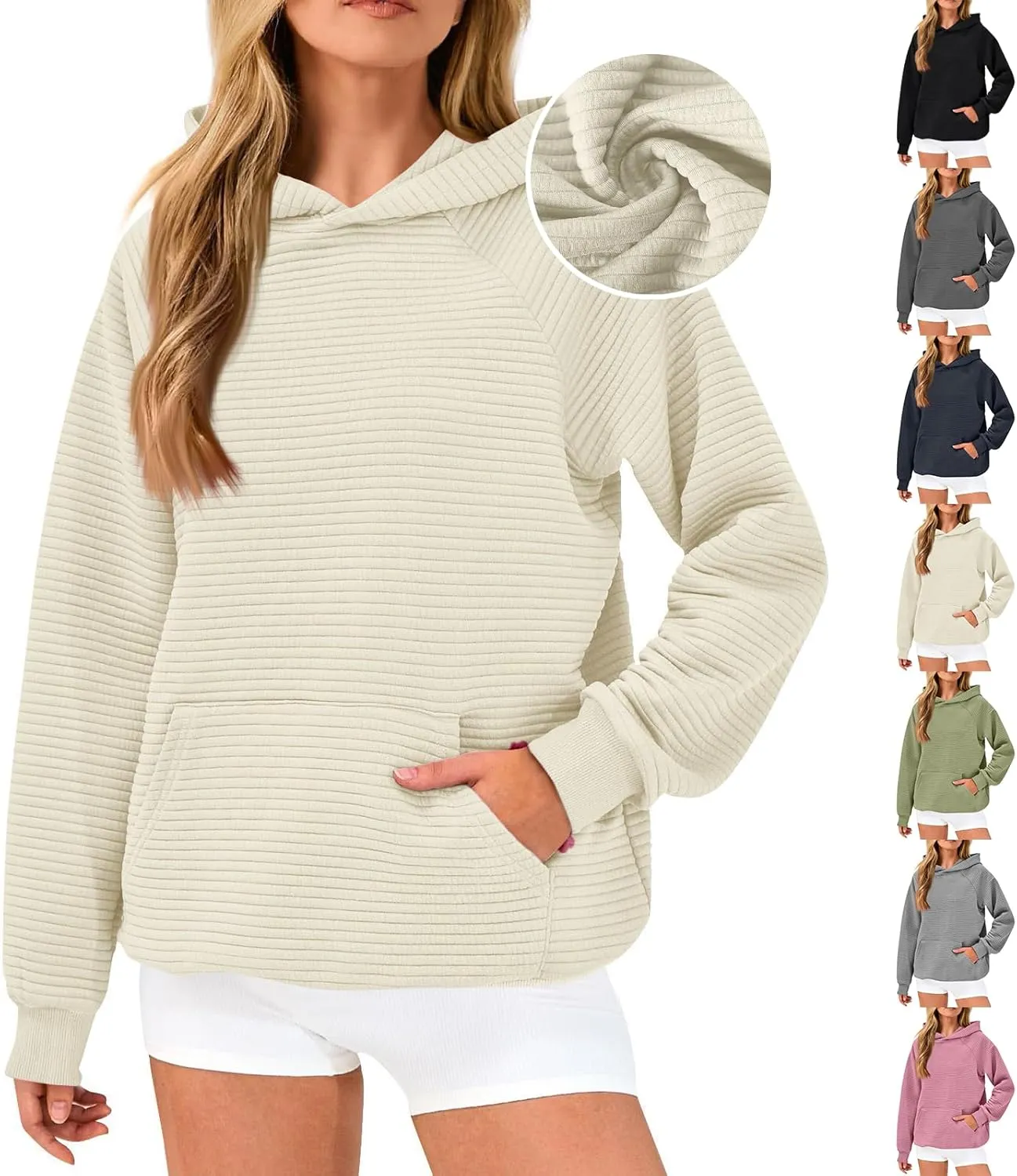 Preppy Hoodies for Women Fleece Loose Fit Hooded Sweatshirts Comfy Casual Long Sleeve Hoodies with Pockets