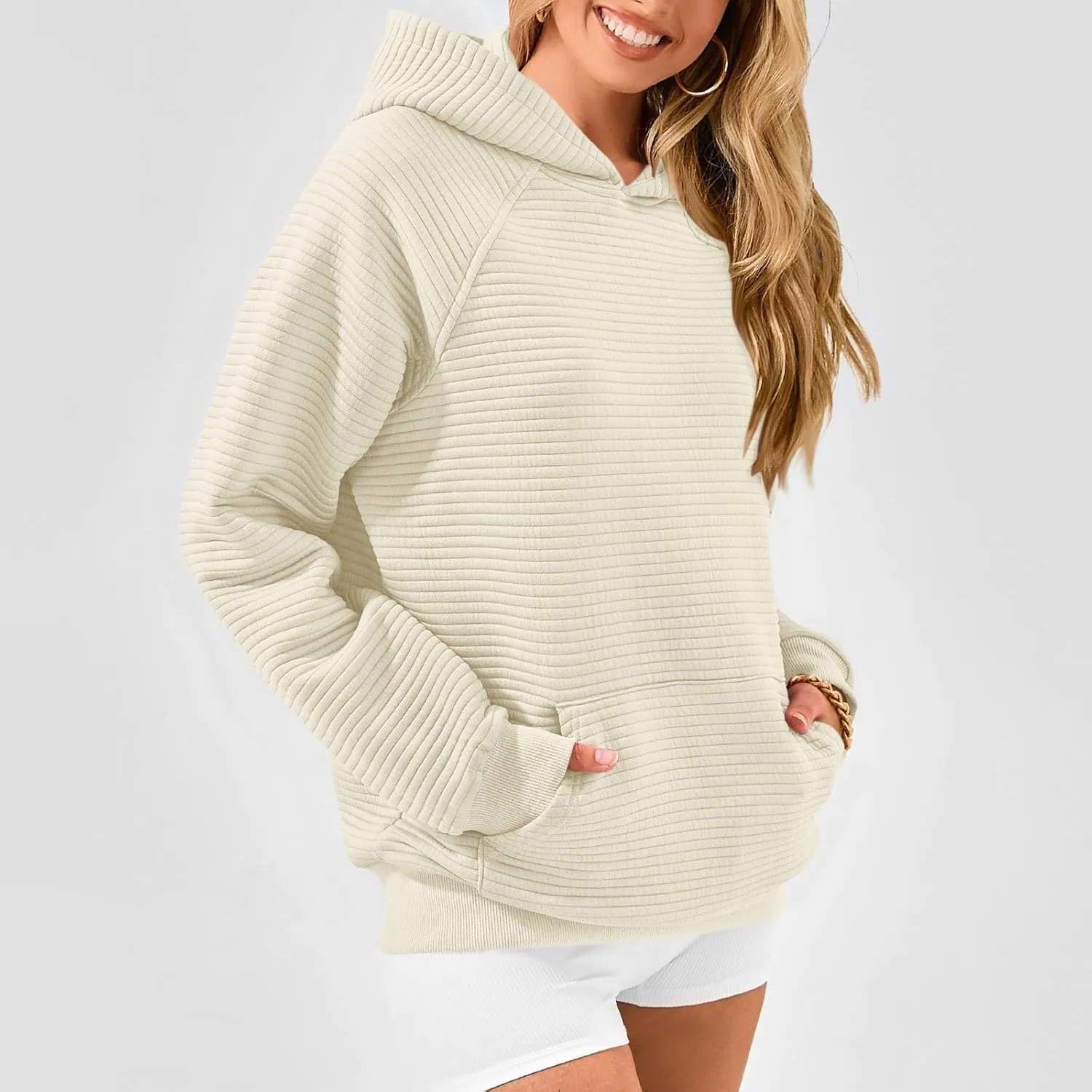 Preppy Hoodies for Women Fleece Loose Fit Hooded Sweatshirts Comfy Casual Long Sleeve Hoodies with Pockets
