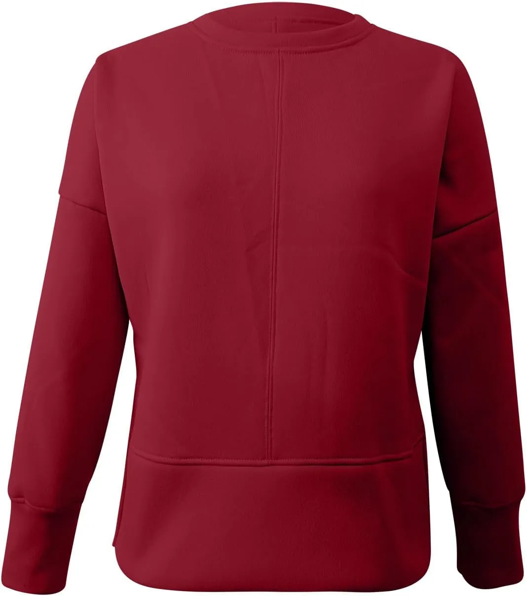 Preppy Sweatshirt For Women Long Sleeve Side Slits Crewneck Tunic Top Casual Fall Soft Pullover Clothes Fashion 2024