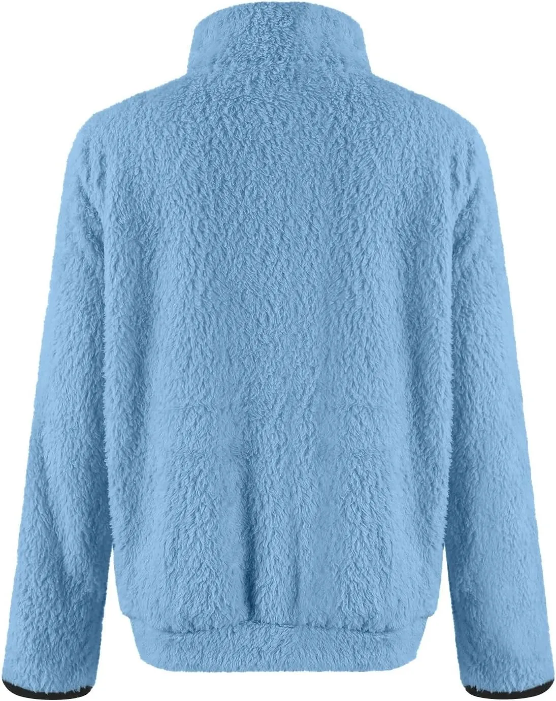 Quarter Zip Pullover Women Sherpa Fleece Hoodie Cropped Half Zip Sweatshirt with Pocket Cozy Soft Fluffy Sweaters