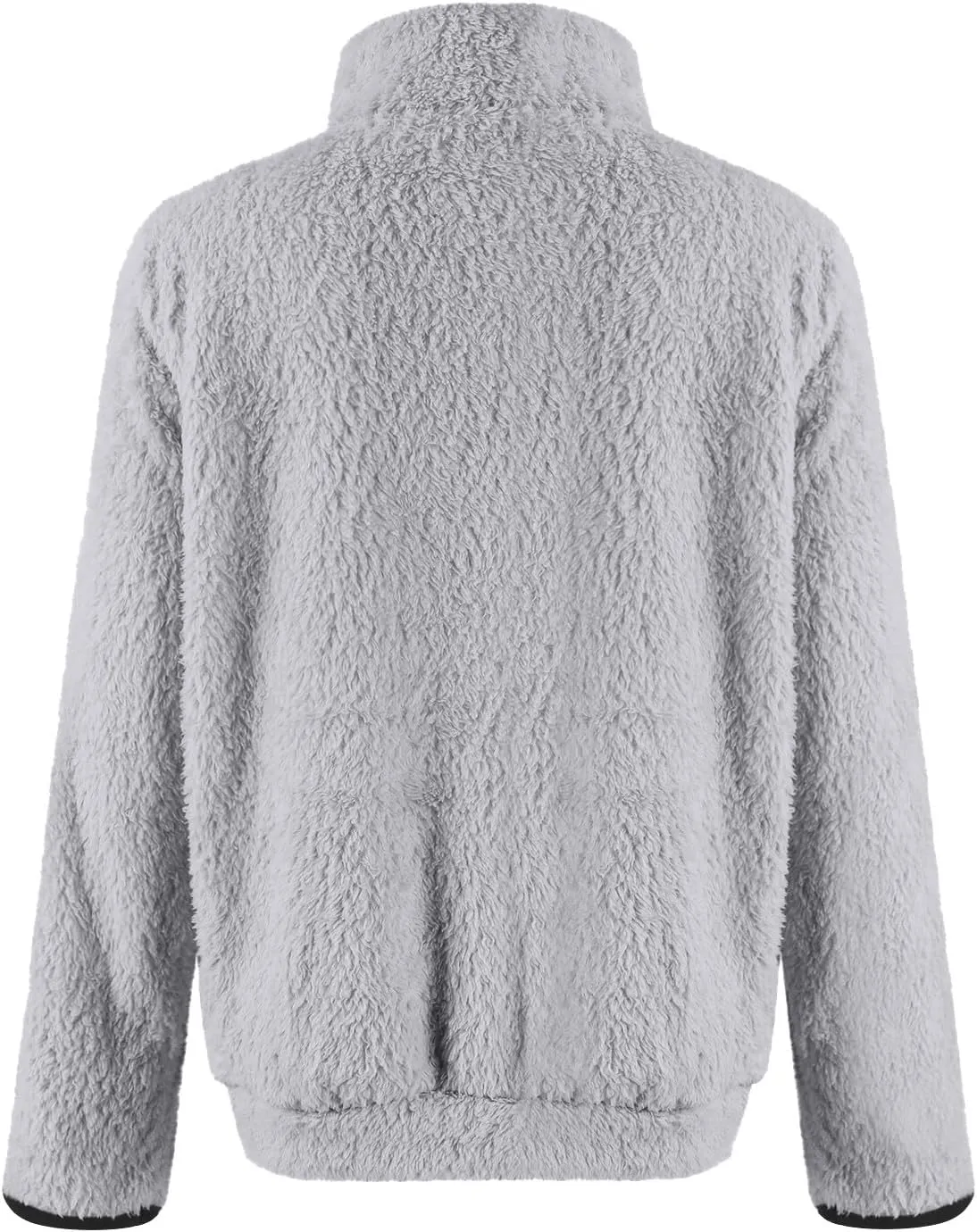 Quarter Zip Pullover Women Sherpa Fleece Hoodie Cropped Half Zip Sweatshirt with Pocket Cozy Soft Fluffy Sweaters