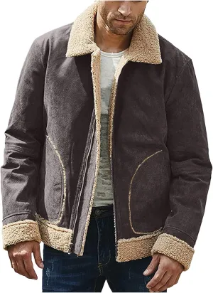 QWENTMTNTY Mens Sherpa Jacket Mens Bomber Jackets Mens Dress Jacket Mens Military Jacket Chamarras Y Abrigos De Cuero Para Hombre