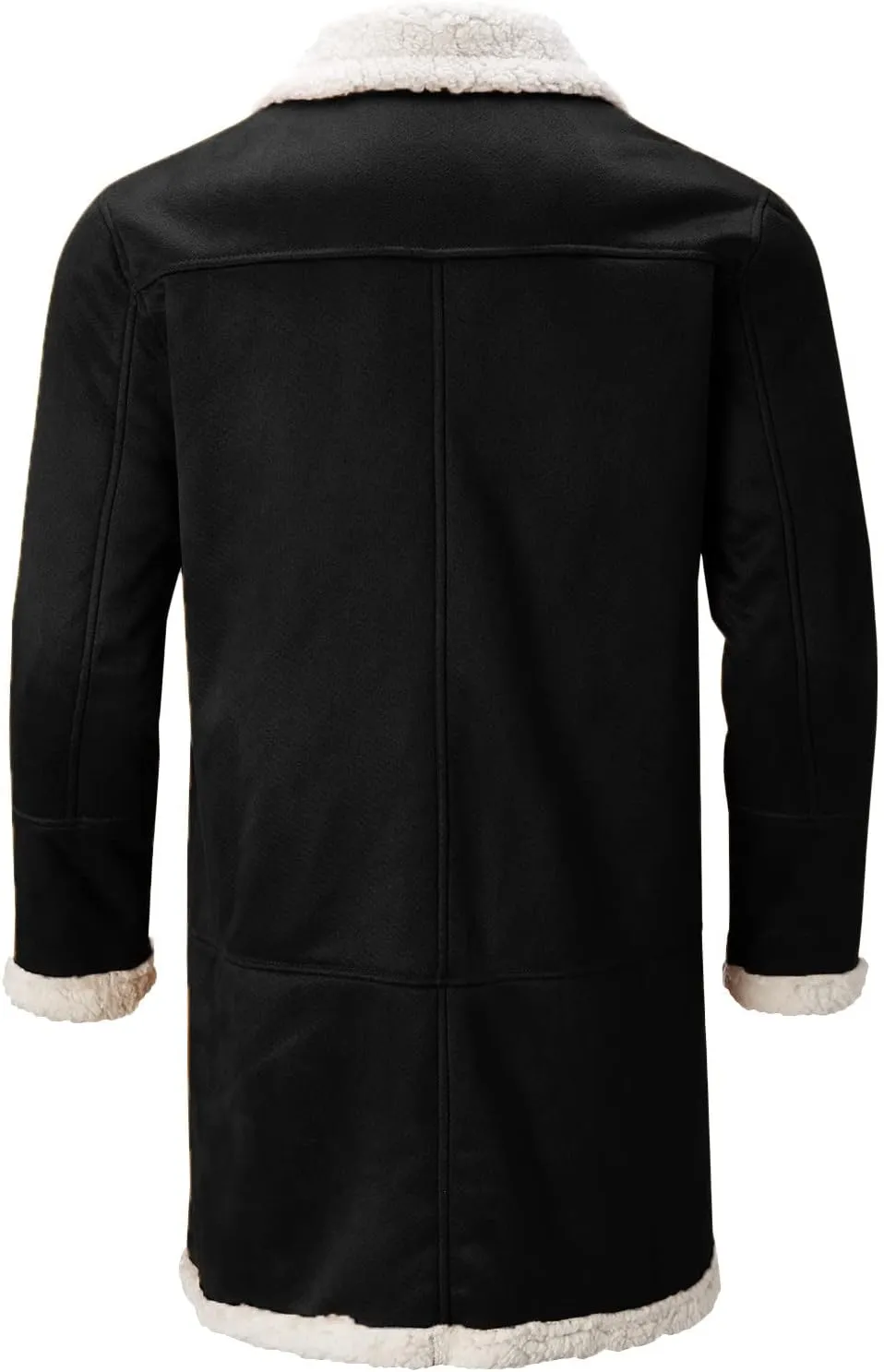 QWENTMTNTY Men's Suede Leather Coats Mid-Length Heavyweight Faux Shearling Coat Stylish Big Tall Sherpa Jacket Windbreaker