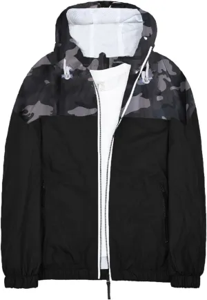 Rain Jacket for Men Lightweight Hooded Jackets Vintage Patchcolor Windbreaker Packable Raincoat for Hiking Outdoor