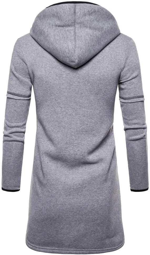 RTRDE Mens Coat Long Hooded Cardigan Shawl Collar Lightweight Open Front Overcoat with Pockets Hoodie Jacket, M-2XL
