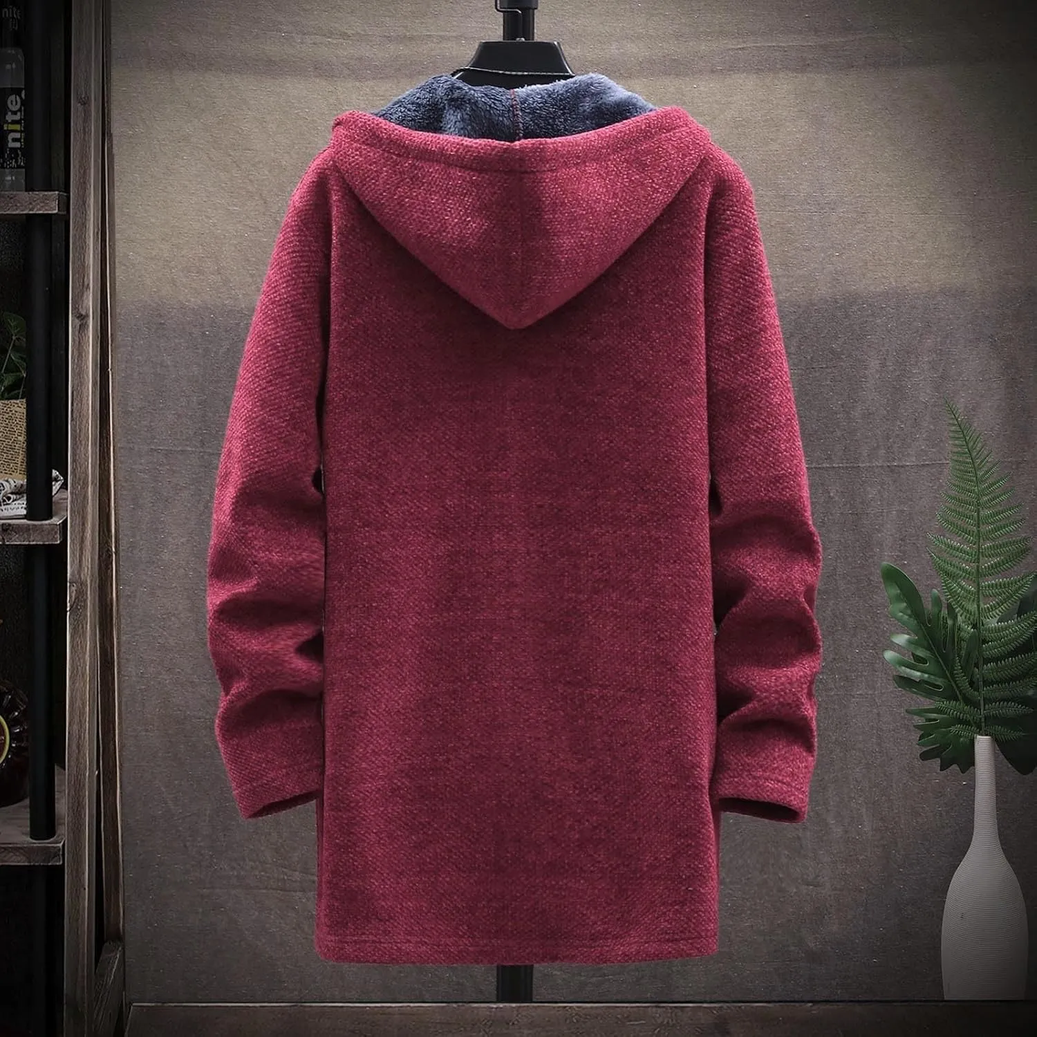 RTRDE Mens Coats Fall Winter Sweater Jackets Casual Knitted Cardigan Fleece Lined Full Zip Hooded Coat Long Jacket