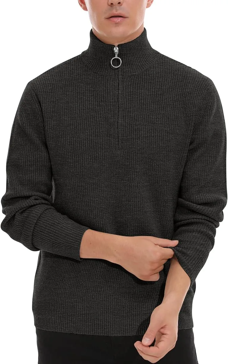 Sailwind Men's Soft Sweaters Quarter Zip Pullover Classic Ribbed Turtleneck Sweater