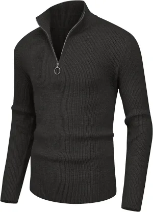Sailwind Men's Soft Sweaters Quarter Zip Pullover Classic Ribbed Turtleneck Sweater