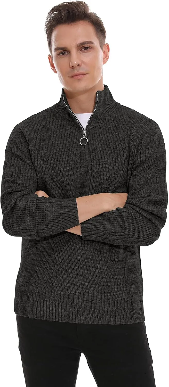 Sailwind Men's Soft Sweaters Quarter Zip Pullover Classic Ribbed Turtleneck Sweater