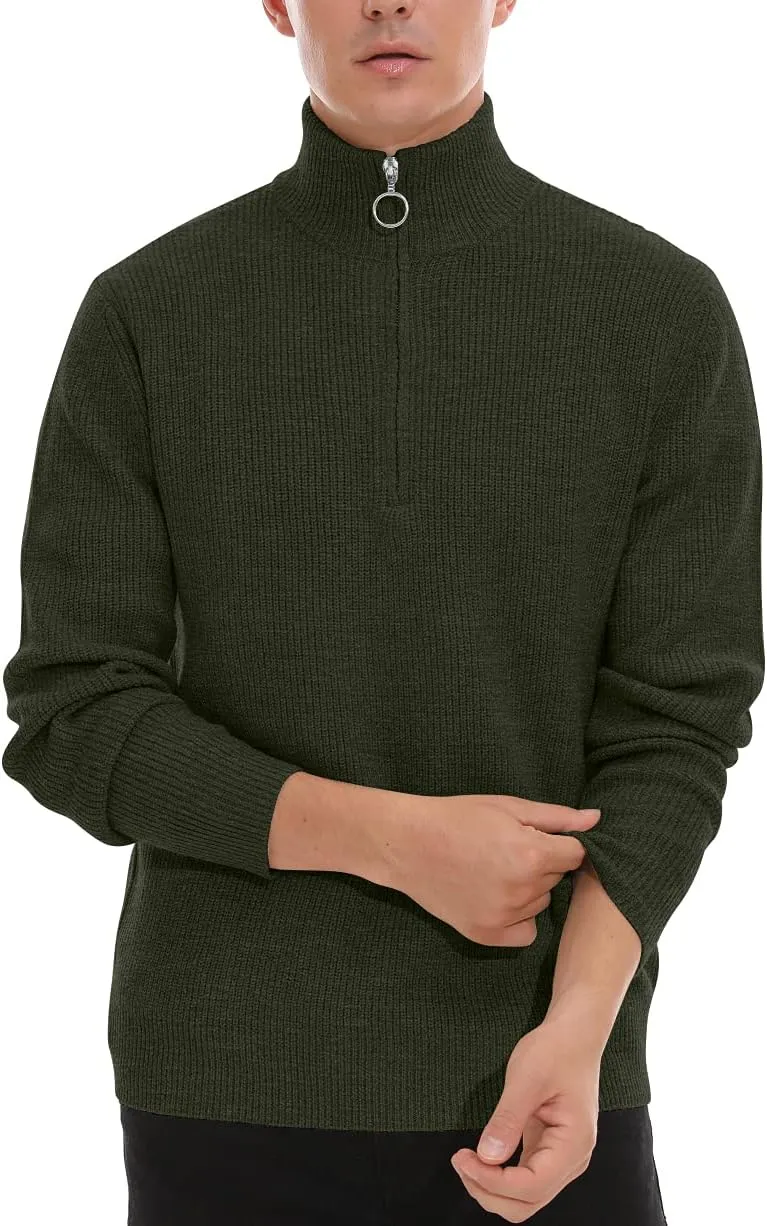 Sailwind Men's Soft Sweaters Quarter Zip Pullover Classic Ribbed Turtleneck Sweater