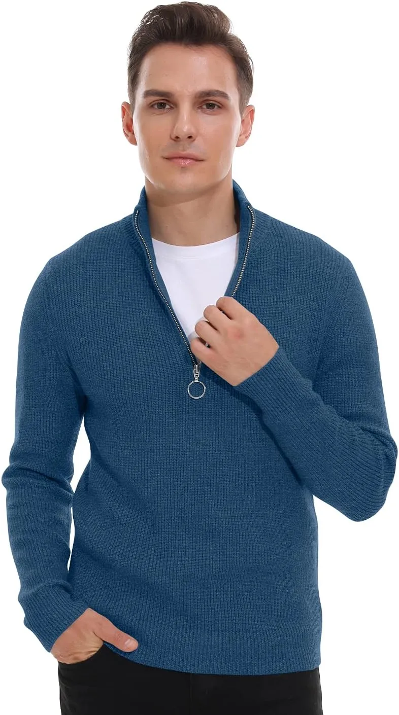 Sailwind Men's Soft Sweaters Quarter Zip Pullover Classic Ribbed Turtleneck Sweater