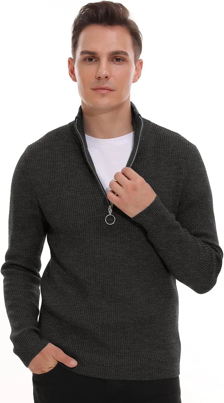 Sailwind Men's Soft Sweaters Quarter Zip Pullover Classic Ribbed Turtleneck Sweater