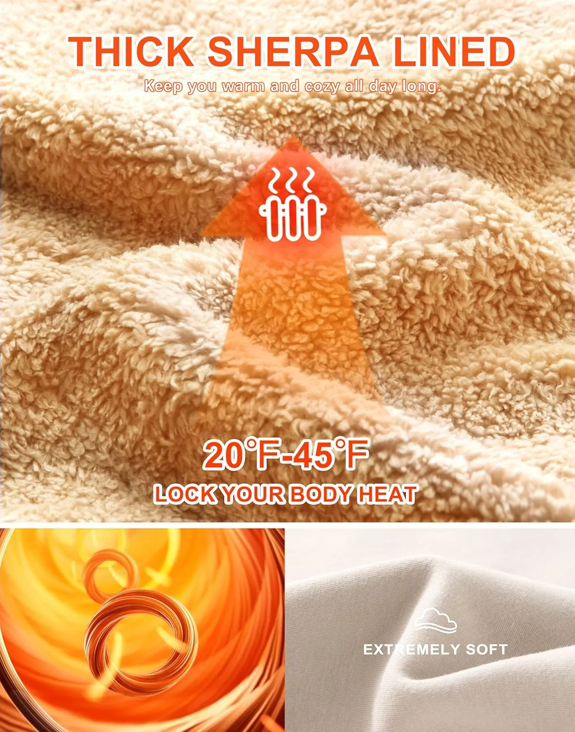 SANTINY Women's Fleece Sherpa Lined Sweatshirt Warm Winter Pullover Sweaters Cozy Thick Crewneck Sweatshirts with Pockets