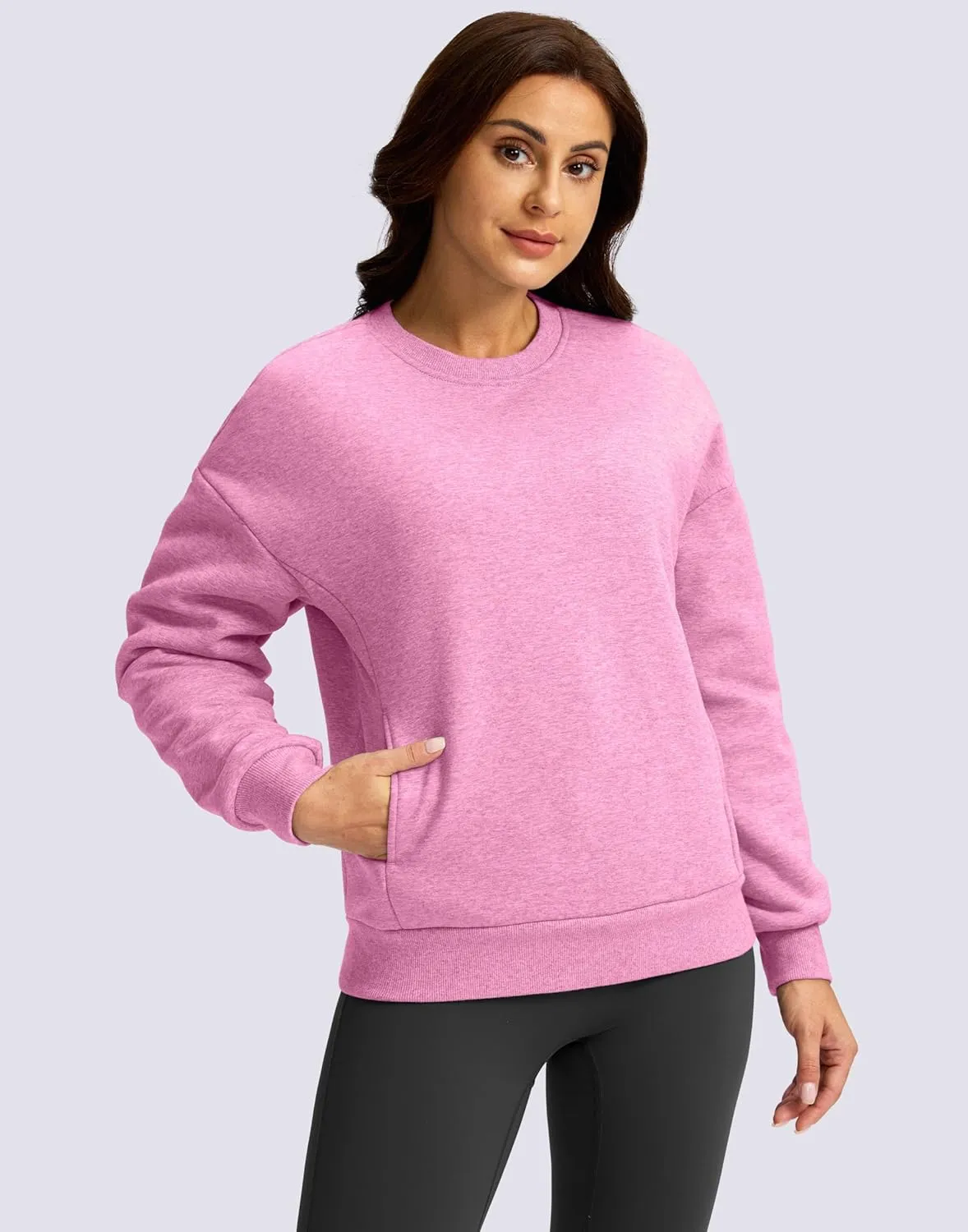 SANTINY Women's Fleece Sherpa Lined Sweatshirt Warm Winter Pullover Sweaters Cozy Thick Crewneck Sweatshirts with Pockets