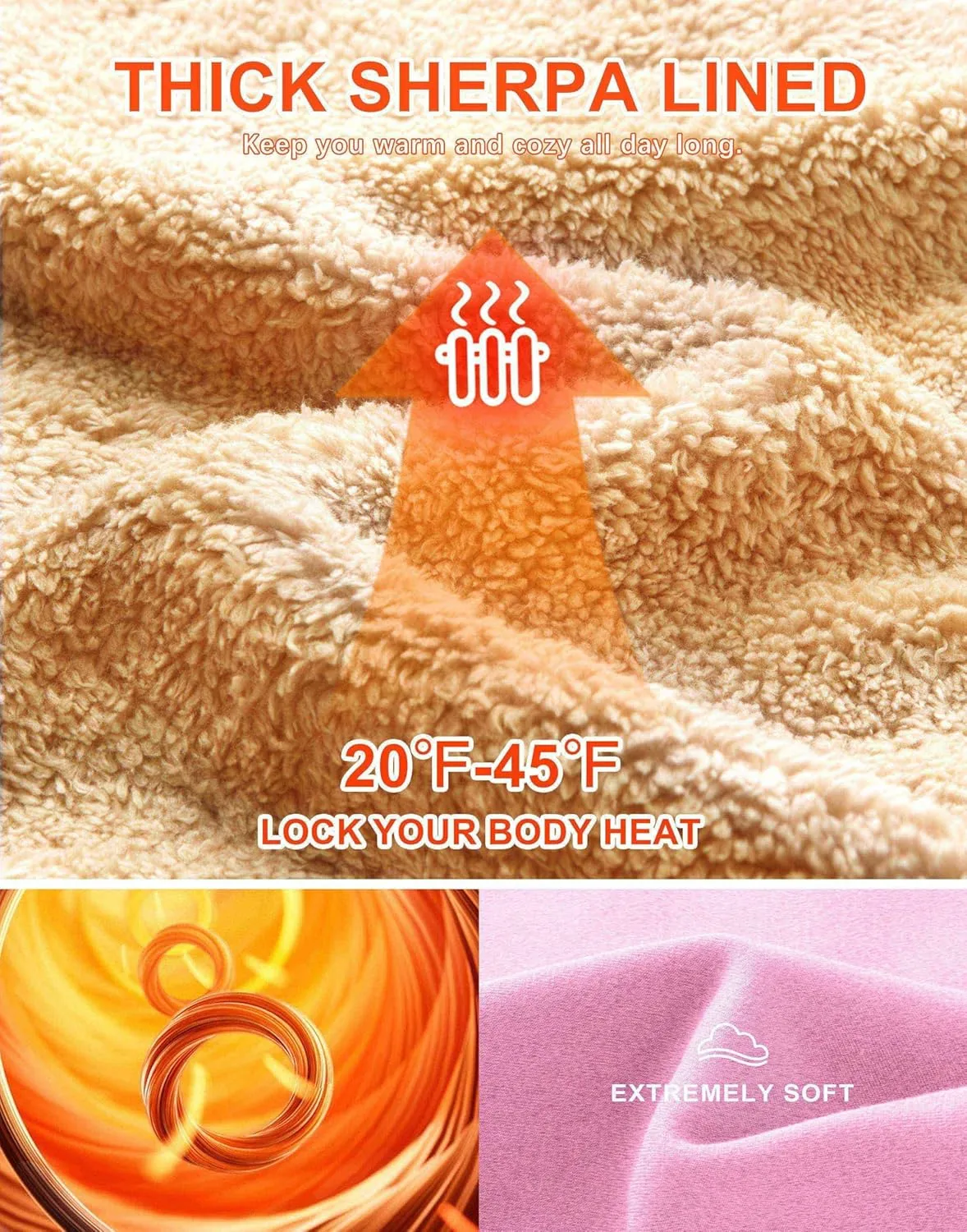 SANTINY Women's Fleece Sherpa Lined Sweatshirt Warm Winter Pullover Sweaters Cozy Thick Crewneck Sweatshirts with Pockets