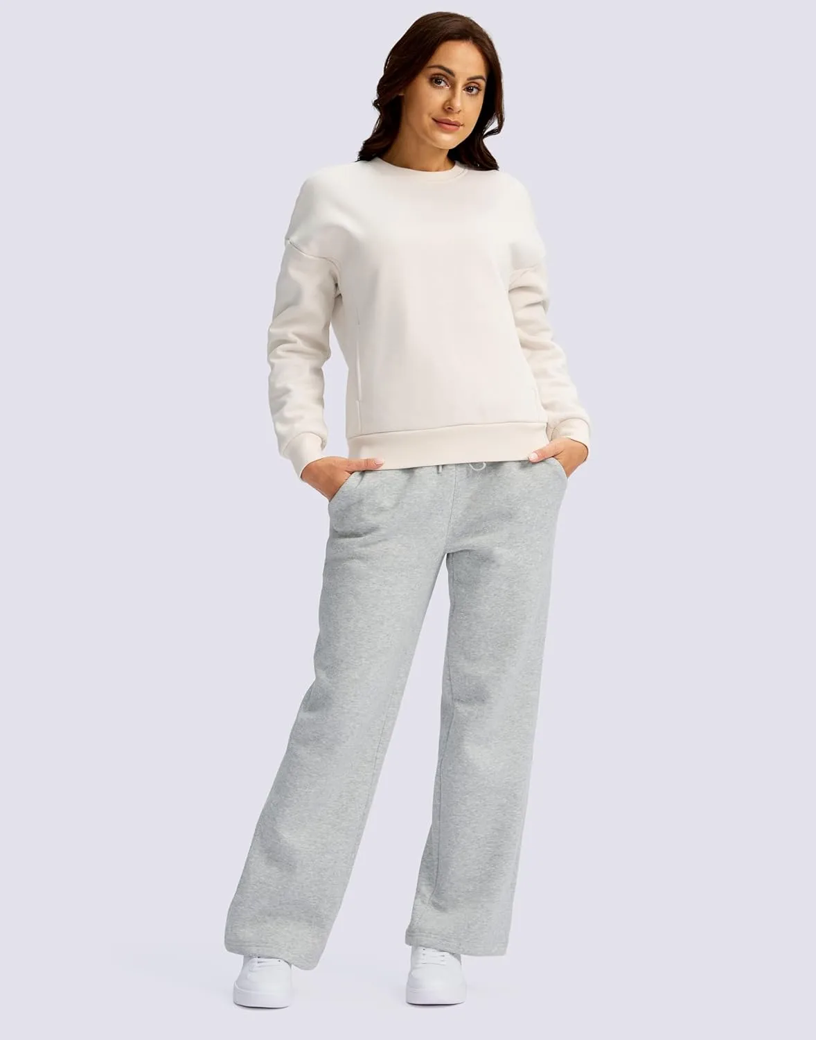 SANTINY Women's Fleece Sherpa Lined Sweatshirt Warm Winter Pullover Sweaters Cozy Thick Crewneck Sweatshirts with Pockets
