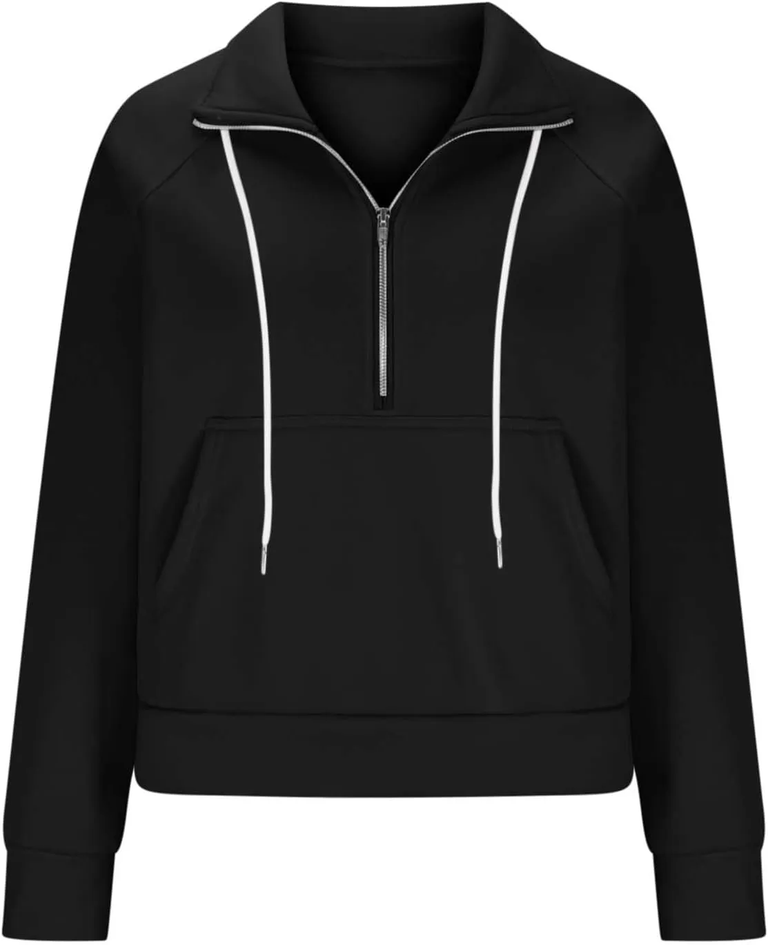 SEAOPEN Half Zip Sweatshirts Women Cropped Hoodies Long Sleeve Drawstring Pullover Top Fall Fleece Jackets with Pocket
