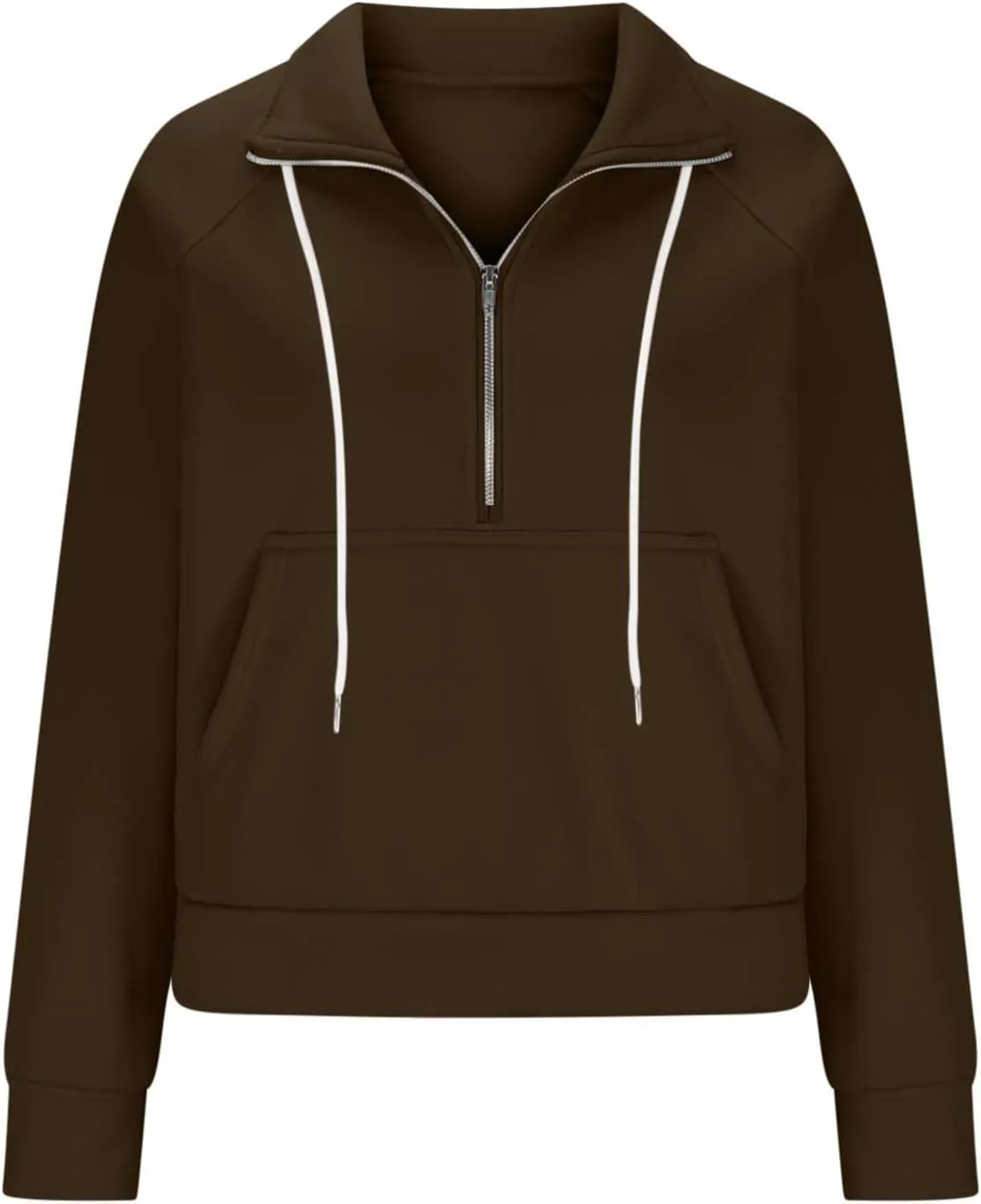 SEAOPEN Half Zip Sweatshirts Women Cropped Hoodies Long Sleeve Drawstring Pullover Top Fall Fleece Jackets with Pocket