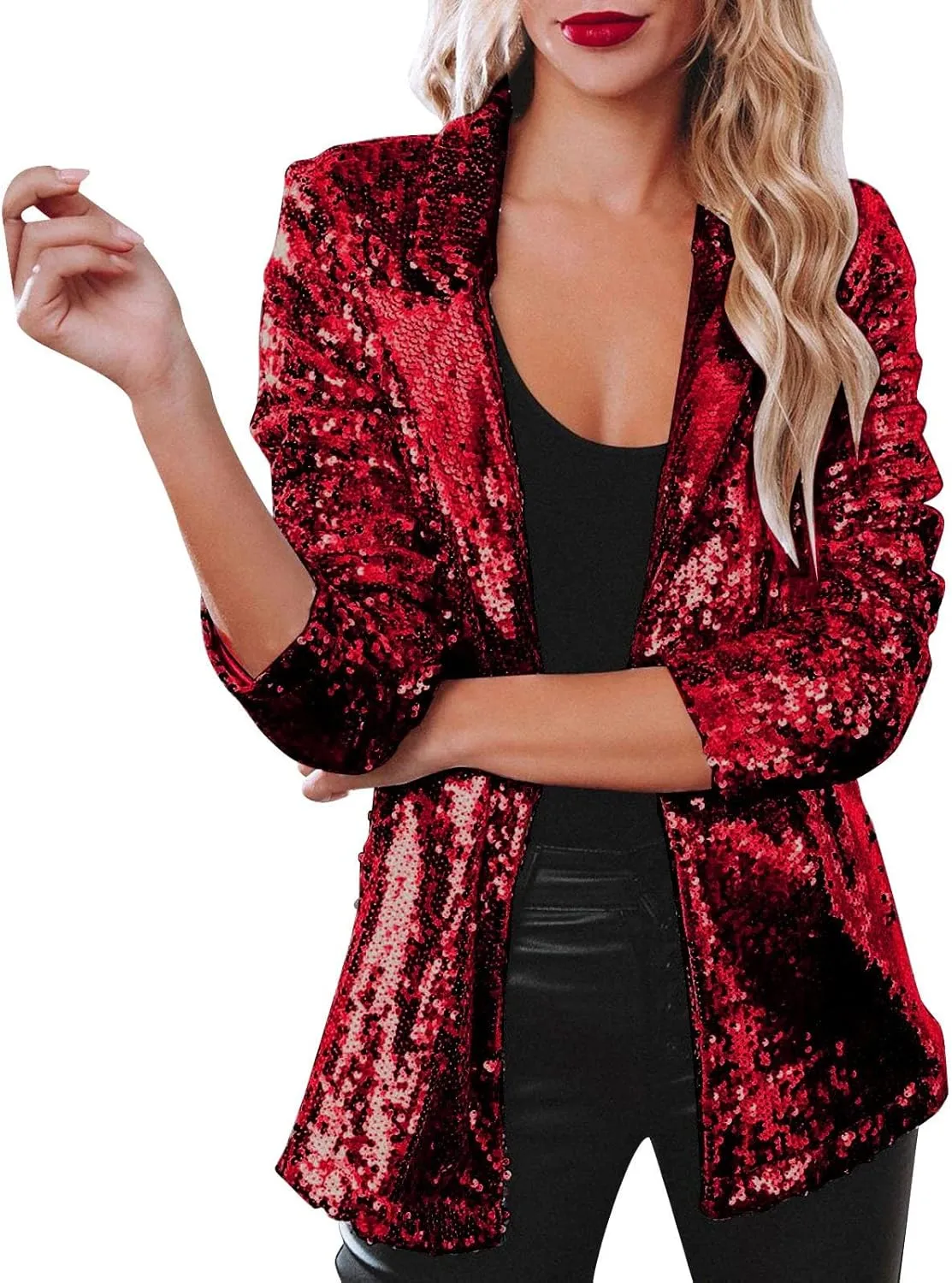 Sequin Blazers for Women 2025 Carnival Party Shiny Suit Jacket Business Casual Long Sleeve Glitter Cardigan Jackets