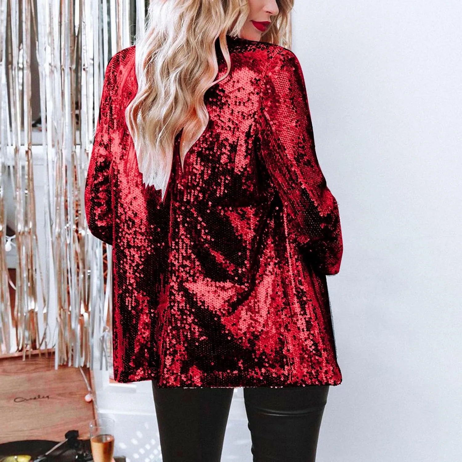 Sequin Blazers for Women 2025 Carnival Party Shiny Suit Jacket Business Casual Long Sleeve Glitter Cardigan Jackets