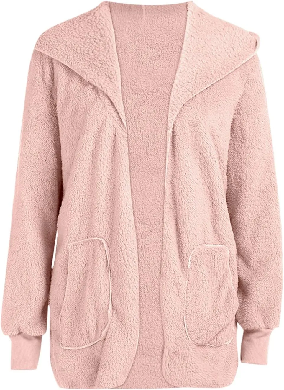 Sherpa Jacket for Women Oversized Fleece Open Front Cardigan with Hooded Fluffy Winter Coats with Pockets