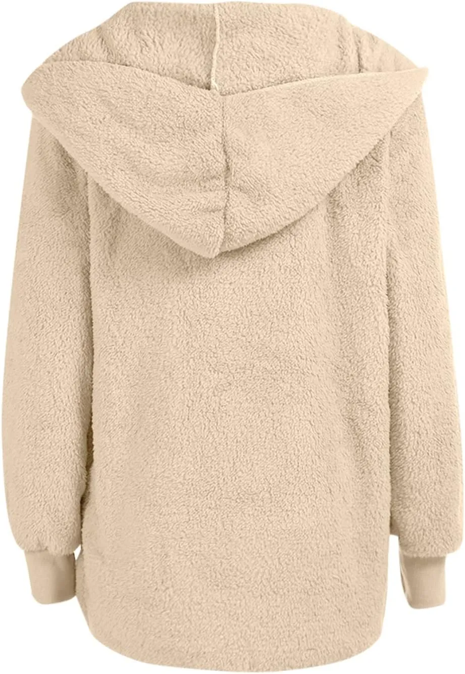 Sherpa Jacket for Women Oversized Fleece Open Front Cardigan with Hooded Fluffy Winter Coats with Pockets